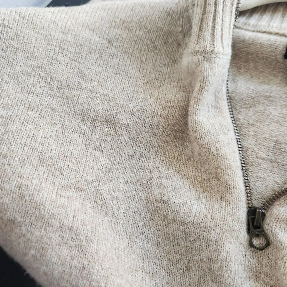 J.Crew 100% Lambswool Half-Zip Sweater XL oatmeal layer office old money layer